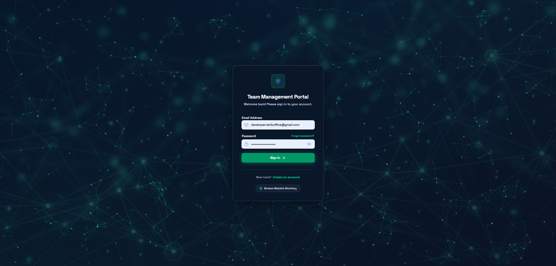Team Management Portal — Secure Sign In website design by Mohammad Rakib