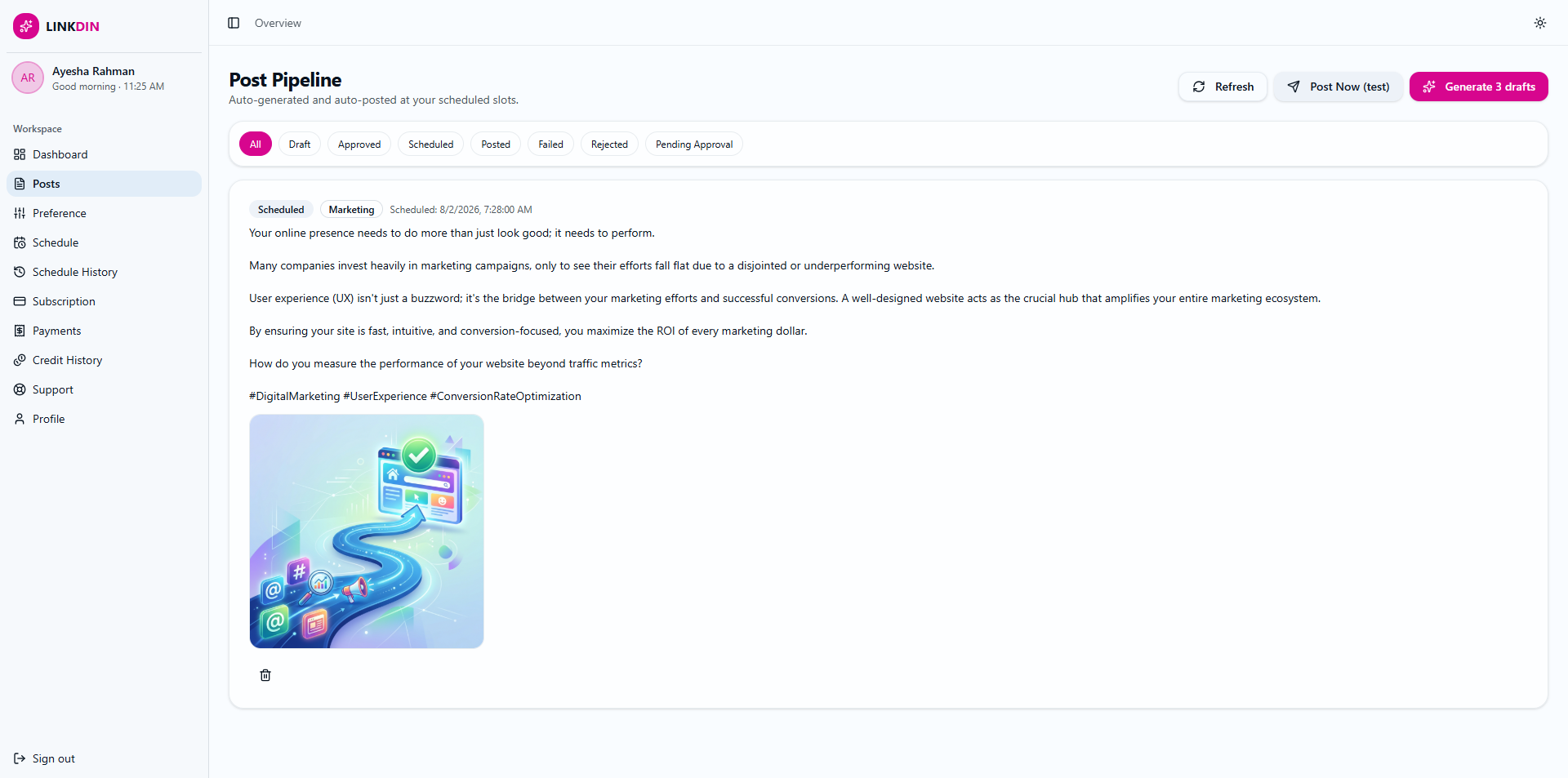 LINKDIN — Post Pipeline & Approvals website design by Mohammad Rakib