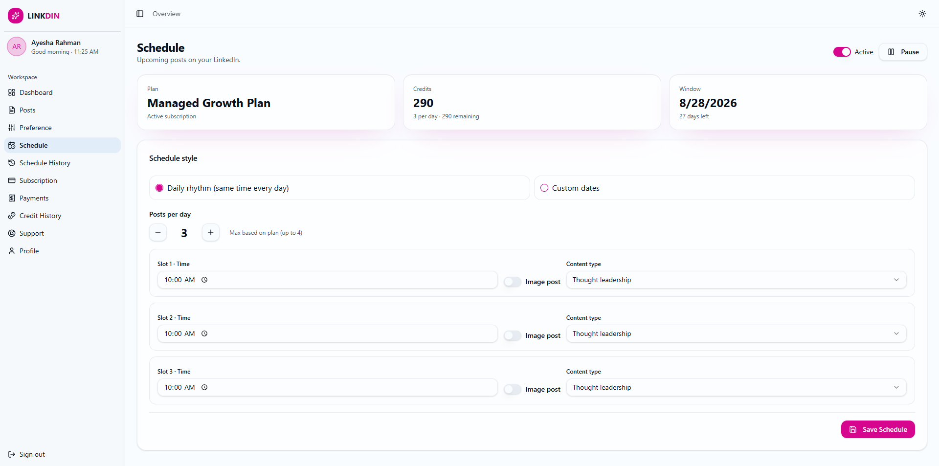 LINKDIN — Auto-Post Scheduler website design by Mohammad Rakib