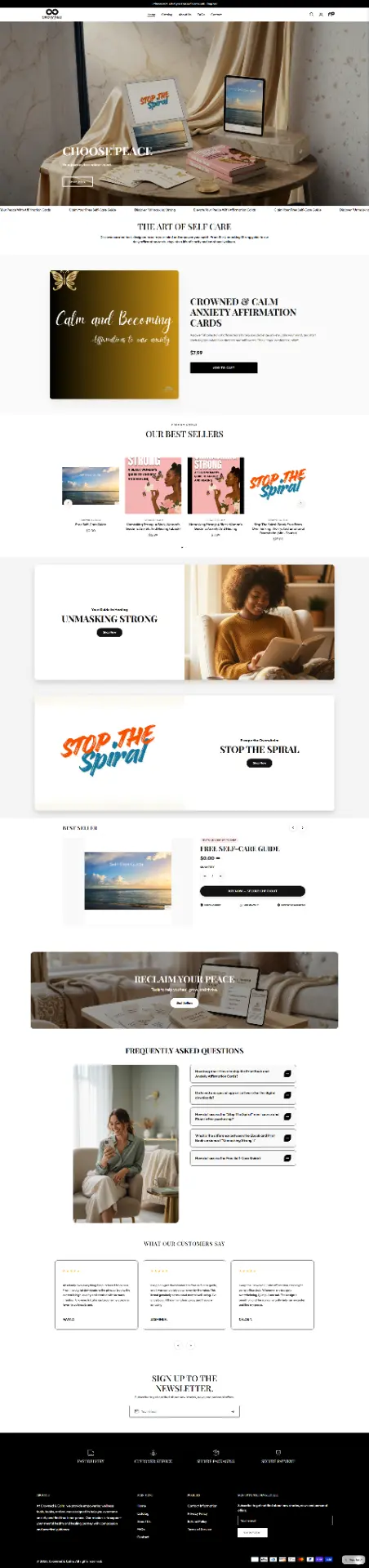 Crowned & Calm — Affirmation Card Store website design by Mohammad Rakib