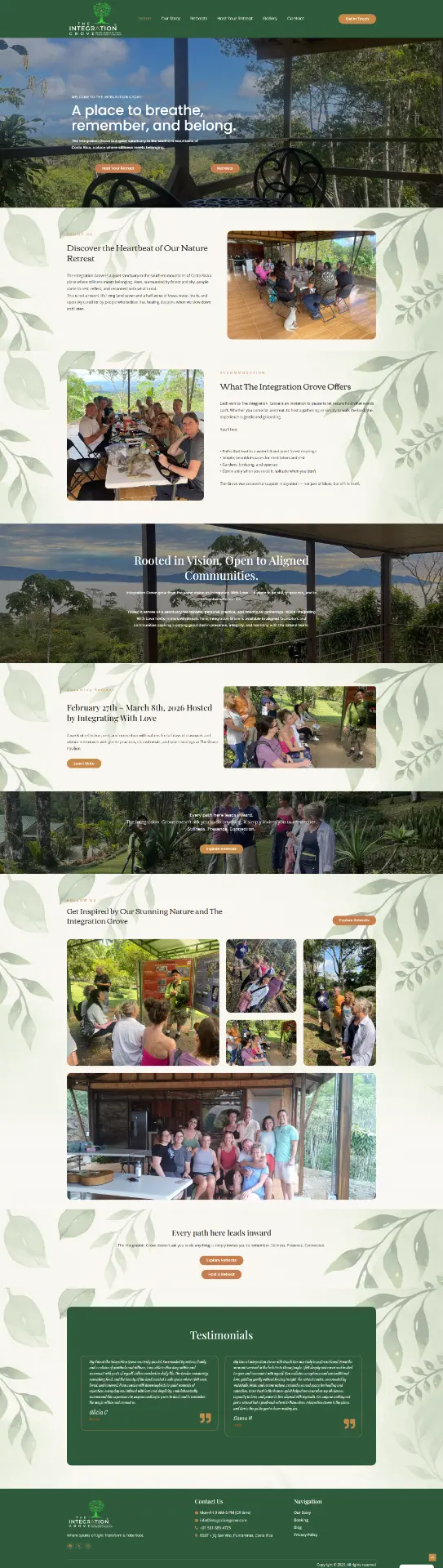 The Integration Grove — Retreat Centre website design by Mohammad Rakib