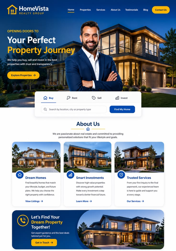 HomeVista Realty Group — Real Estate website design by Mohammad Rakib