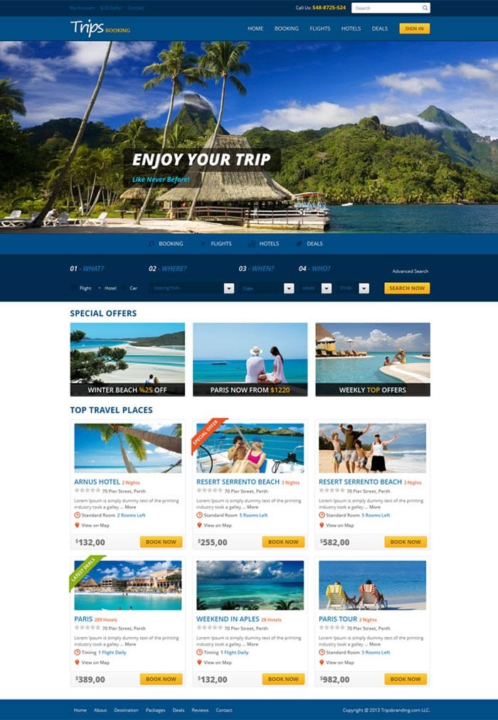 Trips Booking — Travel Reservations website design by Mohammad Rakib