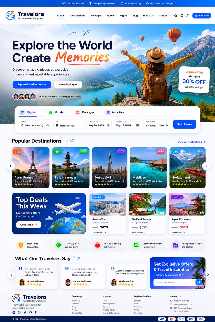 Travelora — Tour & Package Platform website design by Mohammad Rakib