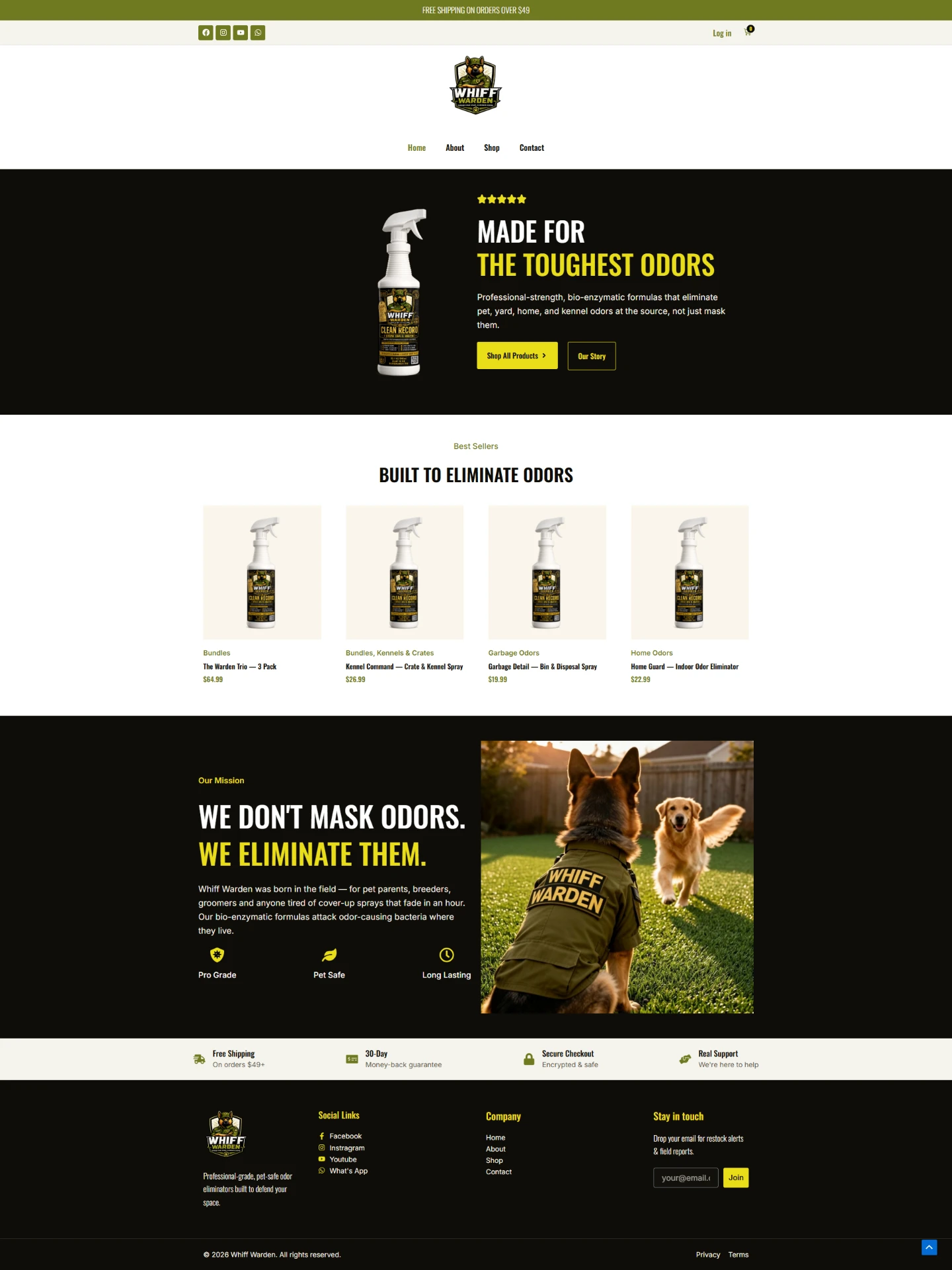 Whiff Warden — Pet Odour Eliminator Store website design by Mohammad Rakib