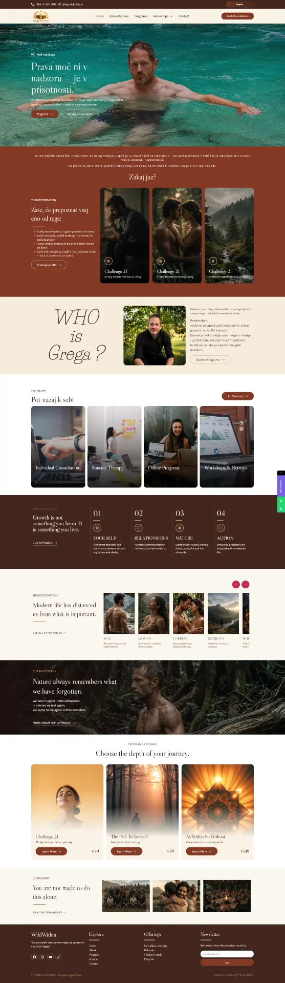 WildWithin — Coaching & Retreats website design by Mohammad Rakib
