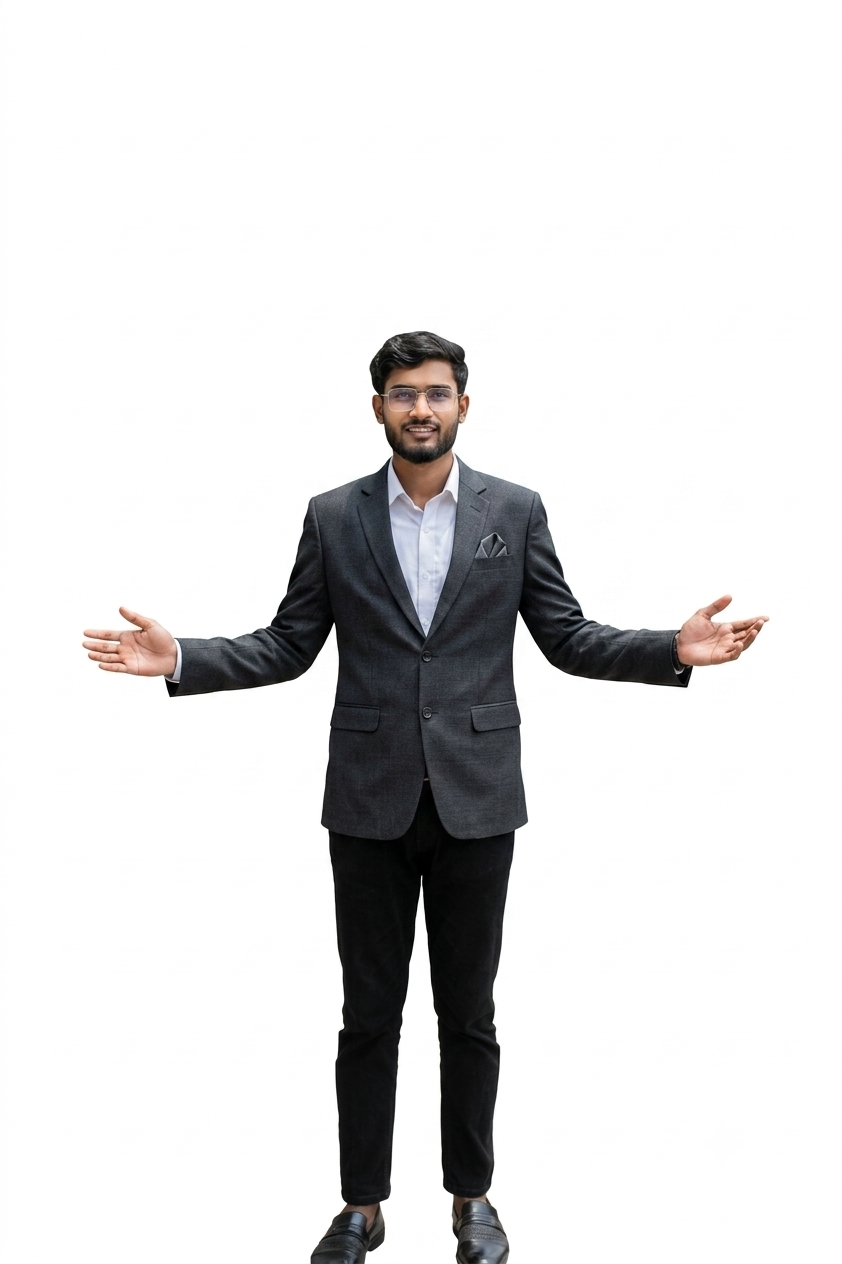 Mohammad Rakib smiling, arms open